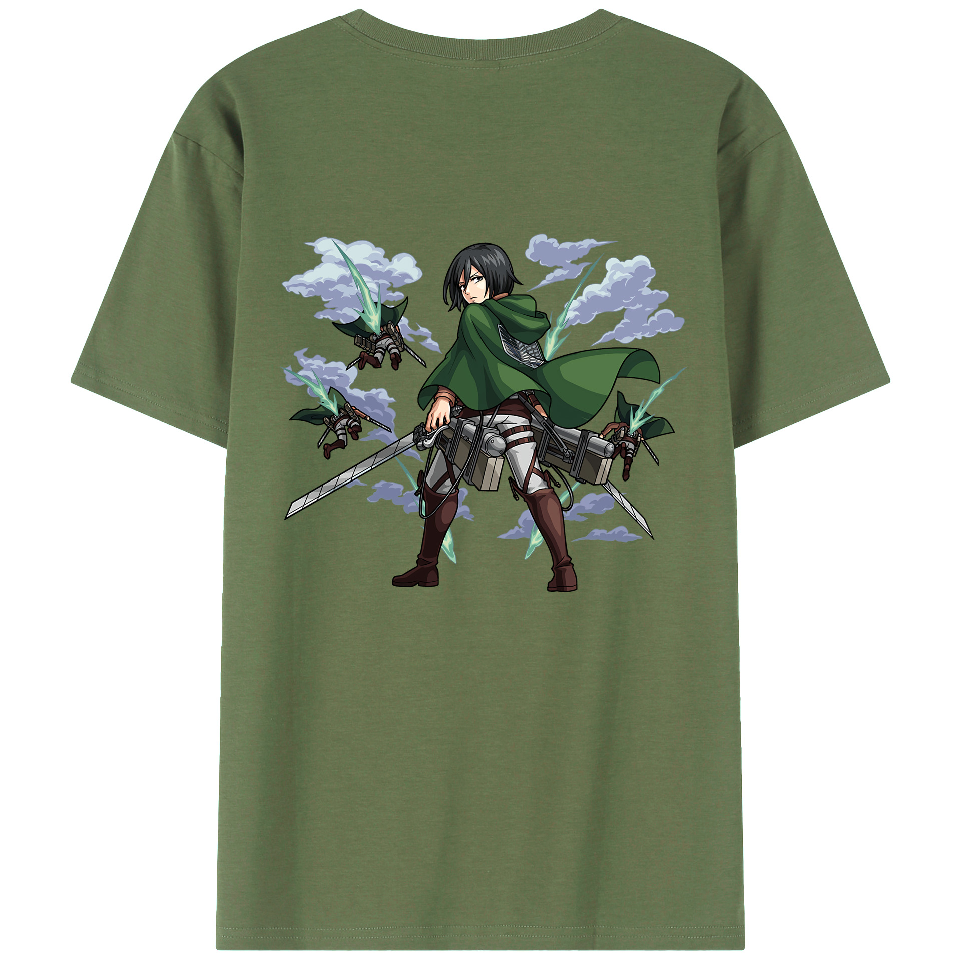 （画像用） 進撃の巨人 ミカサ·アッカーマン Attack on Titan Mikasa Ackerman 綿100％ メンズ半袖Tシャツ（バックプリント） 通気性